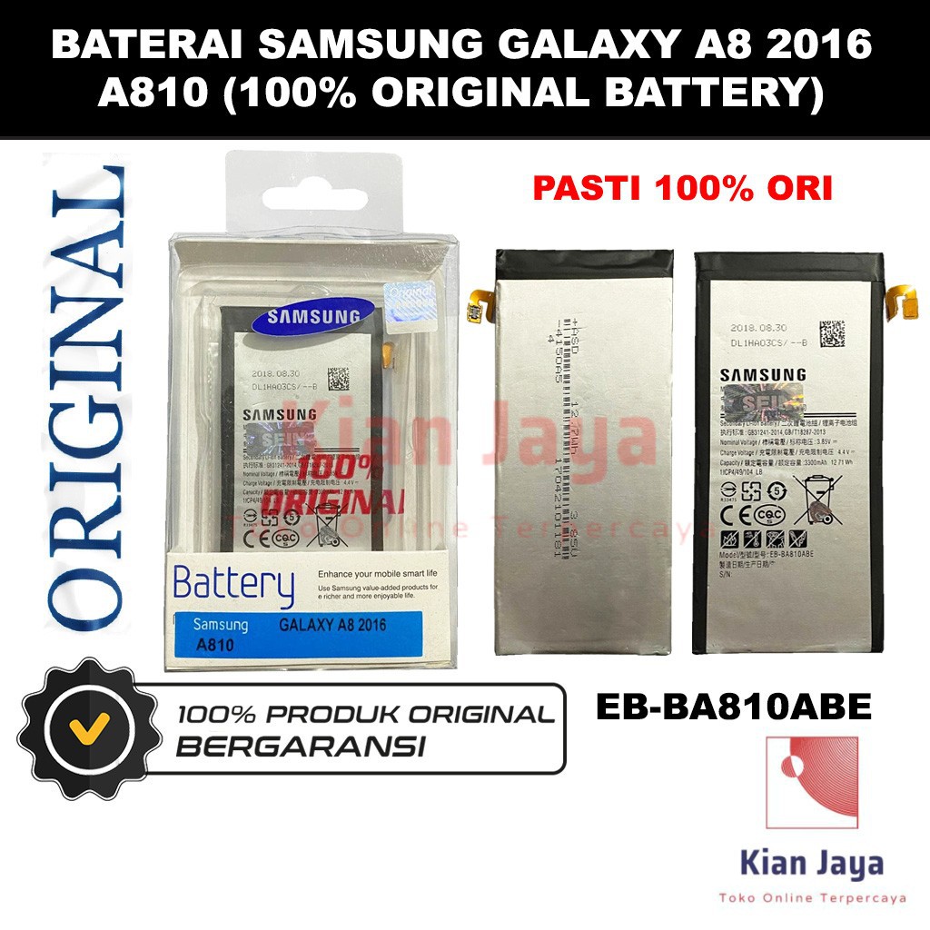 [Garansi 100% Ori] Baterai Samsung Galaxy A8 2016 / EB-BA810ABE Batre Battery Hp A810 Original