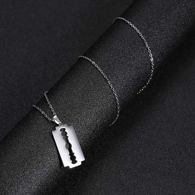 Cod Kalung Titanium Pria Kalung Titanium Lontin Silet Kalung Pria Korea Kalung Titanium Pria Terbaru