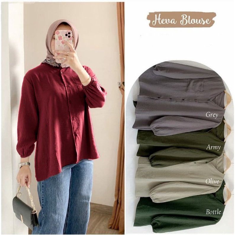 Kemeja Heva Blouse Wanita Crinkle Airflow LD 110