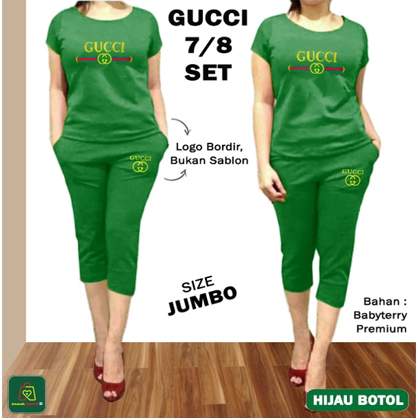 Setelan Olahraga Hotpants Wanita GCI 7/8 JUMBO Bordir Asli Bahan Babyterry Premium Kaos Hot Pants 78 - 28256