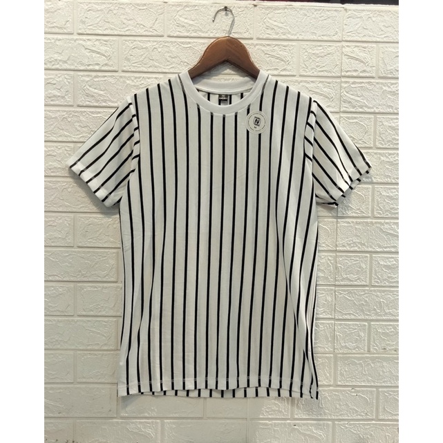 Putih Hitam Kaos Salur Kaos Belang Kaos Unisex Kaos Garis Kaos Stripe Vertical Kaos Pria