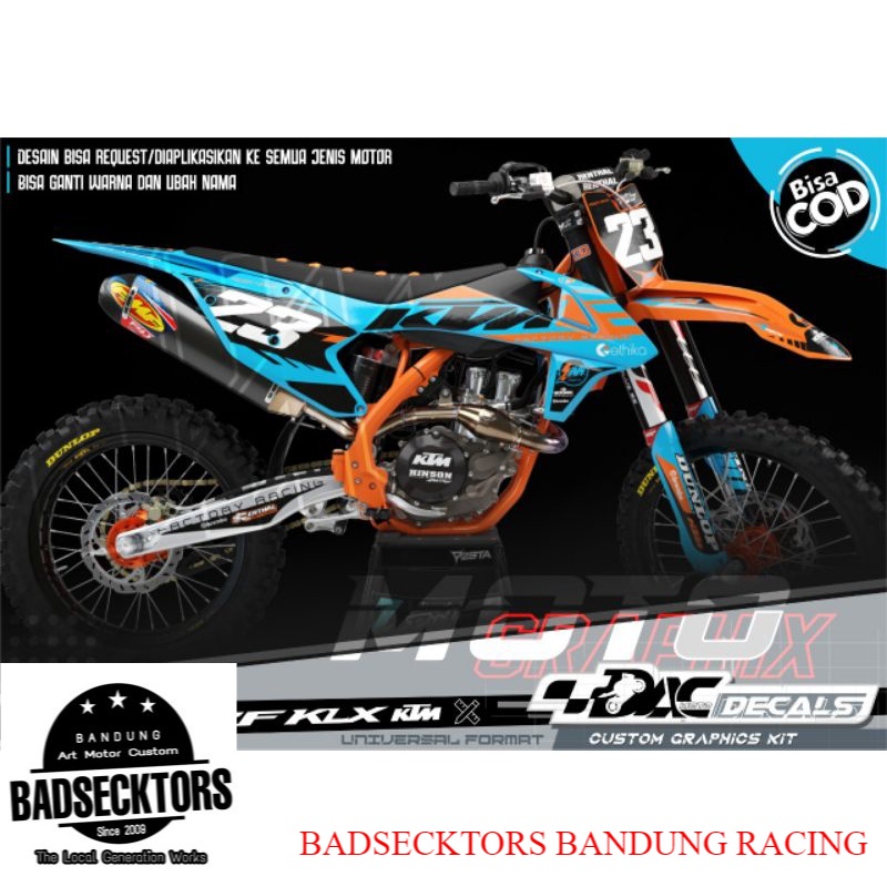 sticker decal cross universal ktm, klx, crf, czf tosca orange grafis keren