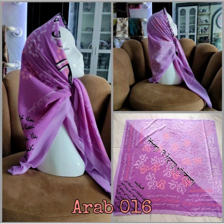Hijab Segiempat Motif Koran arab / arabic premium / Kerudung voal best seller-ARAB 016