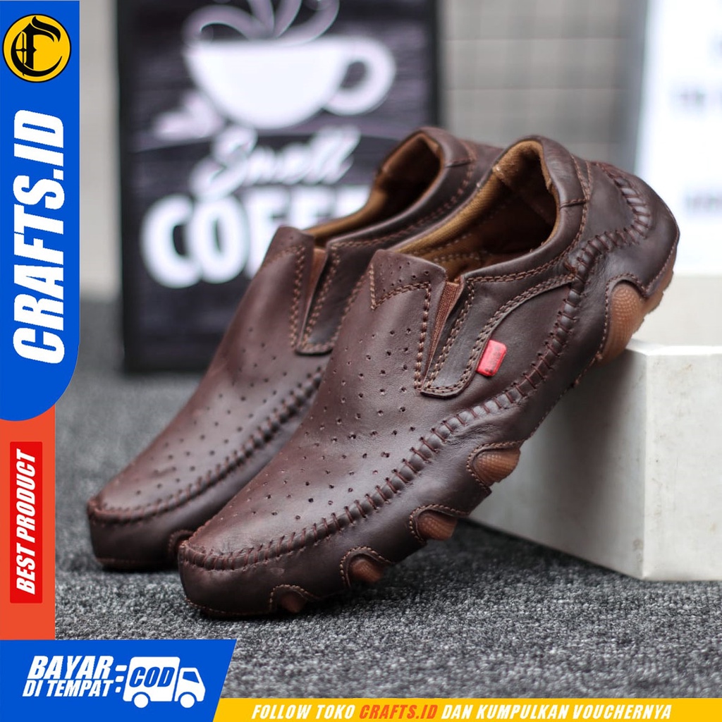 CRAFTS inzagi - Sepatu Pantofel Formal Kulit Asli Slop Kerja Pria