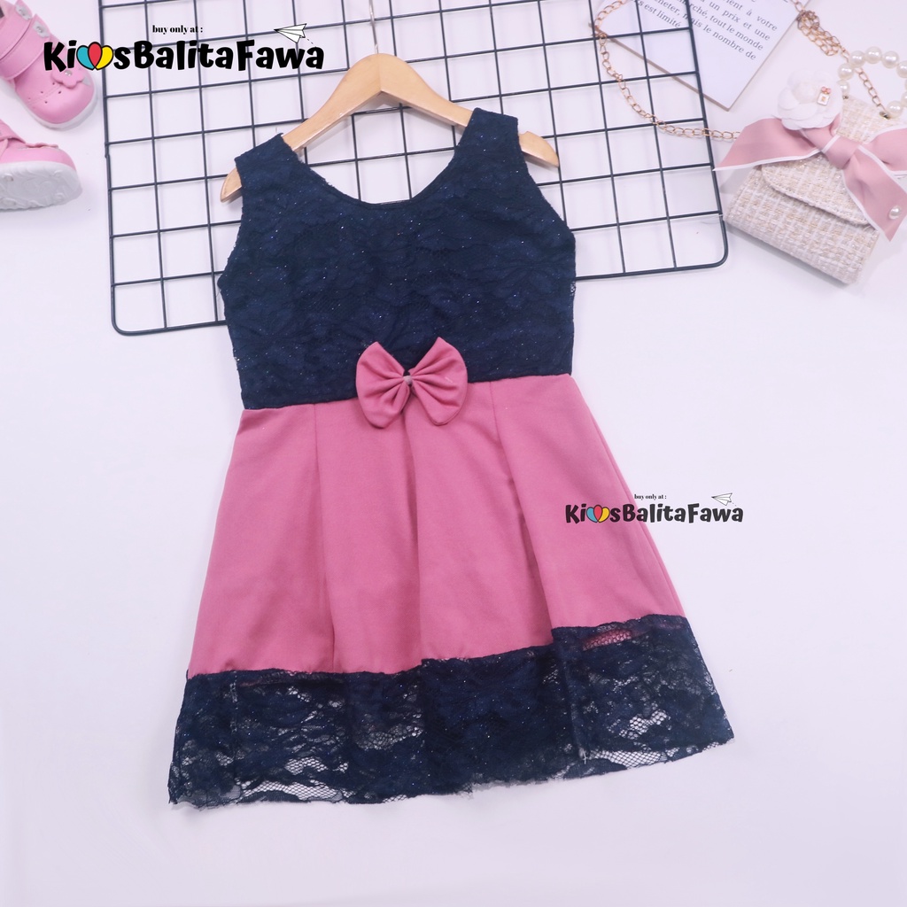 Dress Zulfa uk 4-5 Tahun / Dres Brokat Anak Perempuan Pakaian Baju Brukat Balita Cewek Import