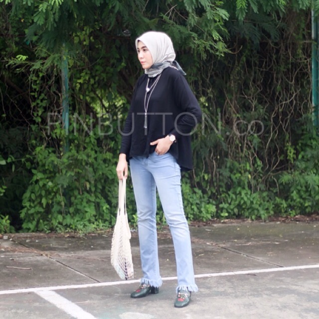 Kemeja Wanita Katun Rayon Polos Lengan Panjang - LOOSE SHIRT BLACK-4