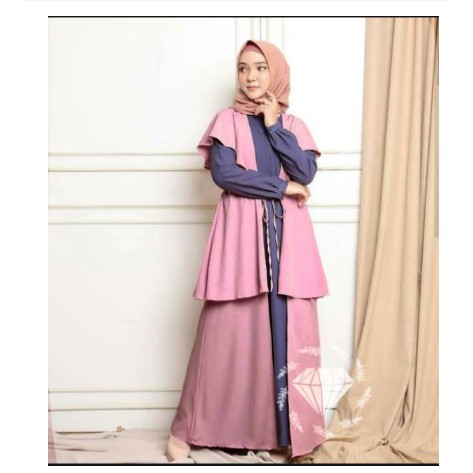 gamis syari ADIBAH lebaran 2020 terbaru kekinian cantik promo murah gamis syari ceruty TRUSYA 50QPU