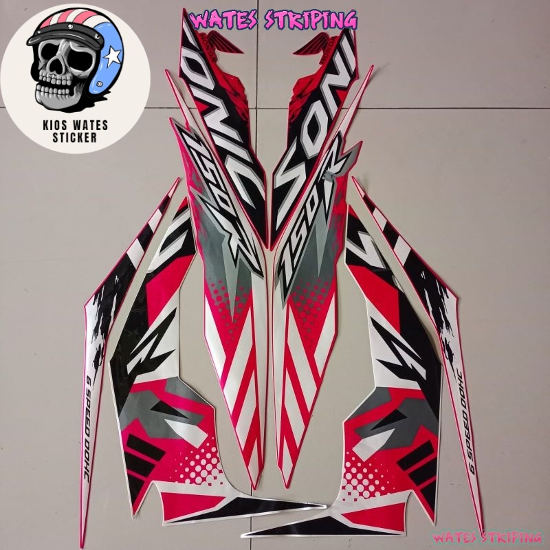 Original Asli Striping Decal Polet Sticker  Honda sonic 150 2017 pink putih list body motor standar 