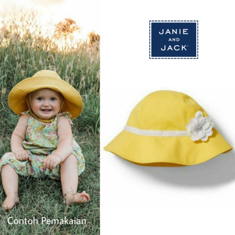 Size 6, 9, 12 bulan. Topi Hat, Kupluk Beanie Anak Bayi - Carter's, Janie & J*ck, Polo Ralph Laure*-Yellow Sun Hat