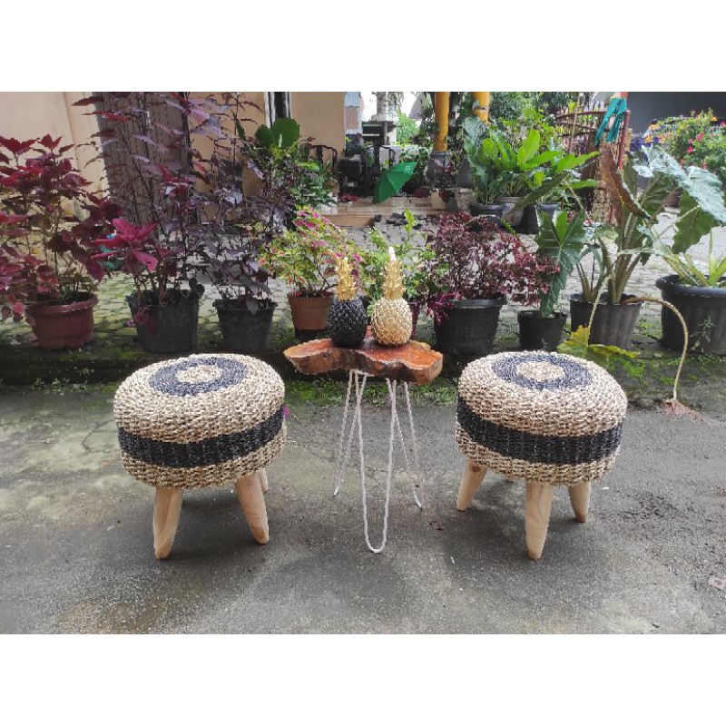 stool anyaman D 40cm JUMBO / stool bulat / kursi stool seagrass