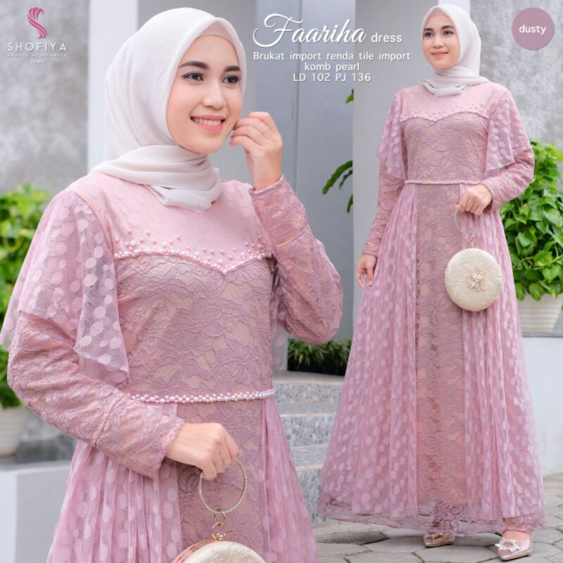 JAHWARA &amp; FAARIHA Maxi Dress Brokat Ori by Shofiya