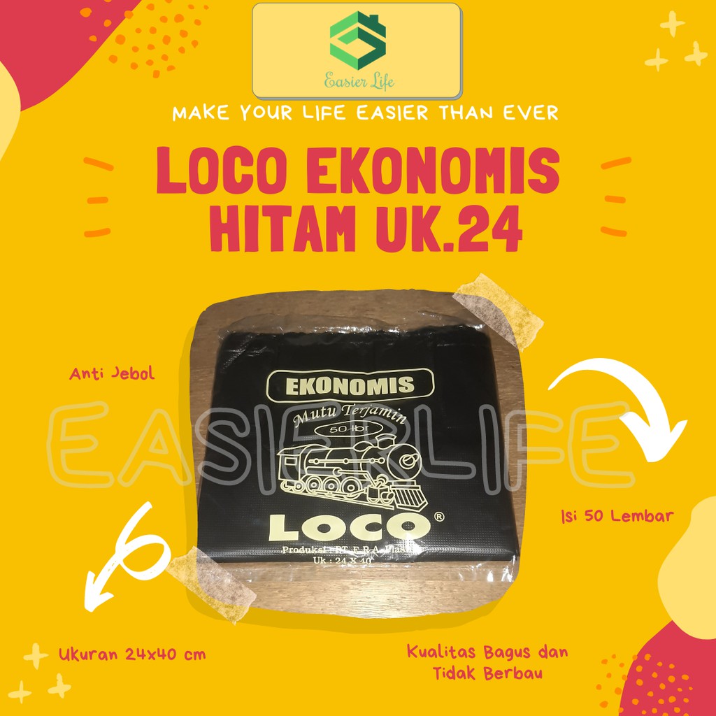 Plastik Loco Ekonomis Hitam 24 Tipis Per Pack