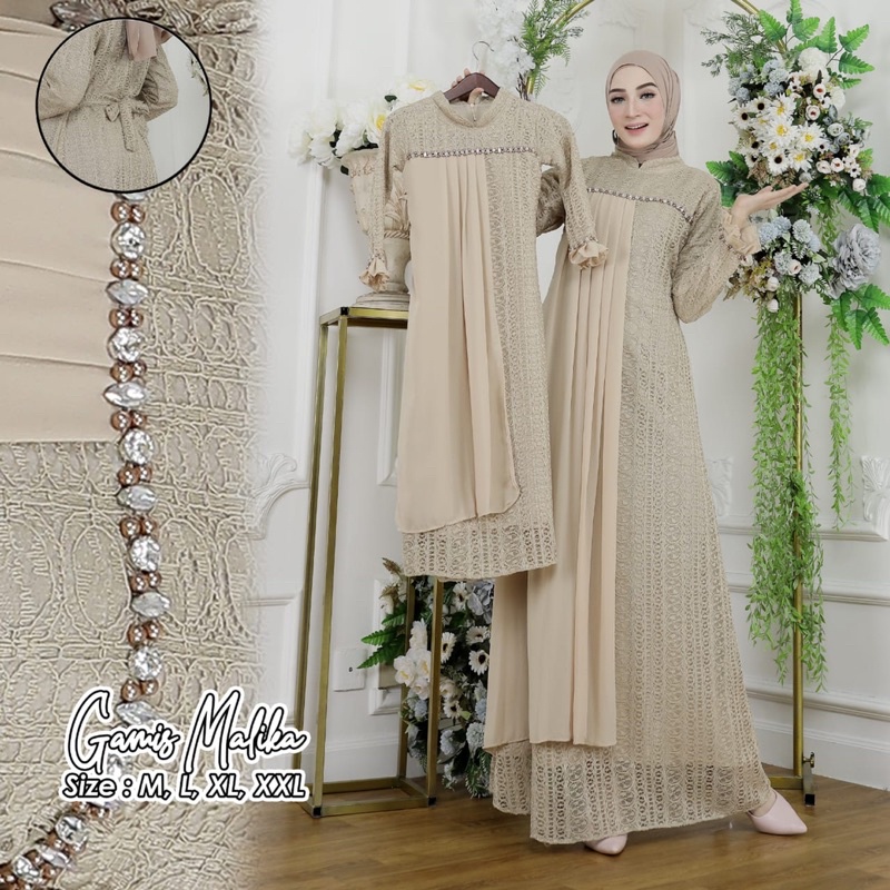 AZURA SCRAF / Gamis Malika Couple Ibu dan Anak / Gamis Modern Couple / Gamis Brokat Malika Original / Gamis Kekinian / Gamis Couple / Gamis Anak / Gamis Dewasa / Gamis Premium