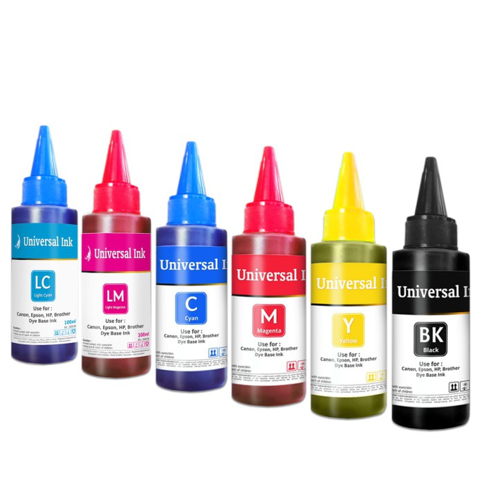 Tinta Universal Ink 100ml, Tinta Dye Base Tutup Model Kerucut