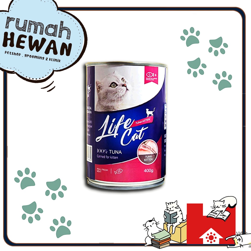 Lifecat kaleng 400gr Kitten &amp; Adult - Makanan Kucing Basah Life Cat Kaleng 400 gr