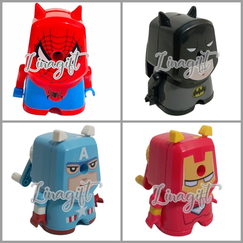 SHARPENER - SERUTAN PUTAR MOTIF KECIL - RAUTAN PUTAR PENSIL MEJA TRANSFORMER FROZEN MICKEY MINNIE PRINCESS RABBIT HELLOKITTY SUPERHEROES BATMAN CAPTAIN AMERICA IRONMAN SPIDERMAN MINION BTS UNICORN PONY RILAKUMA PINK BLUE GREEN TOSCA ROBOT CARS FROZEN