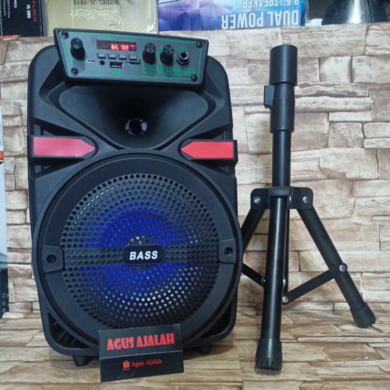 Speaker Bluetooth FLECO F-8805LED X-BASS 8,5 Inch Bonus Microphone Kabel Karaoke Remot Control Tripo