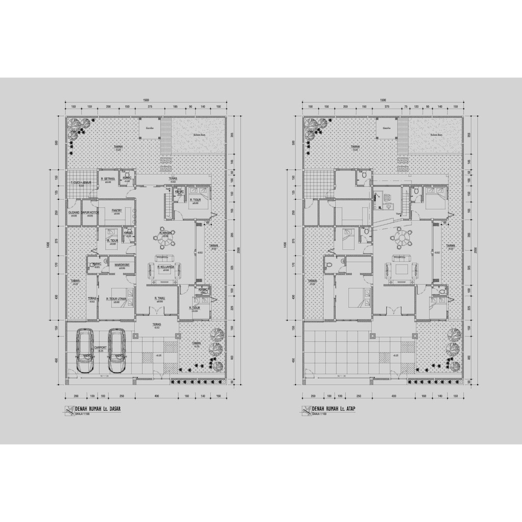 Denah Rumah Ukuran 15x20 1 Lantai  Modern Minimalis