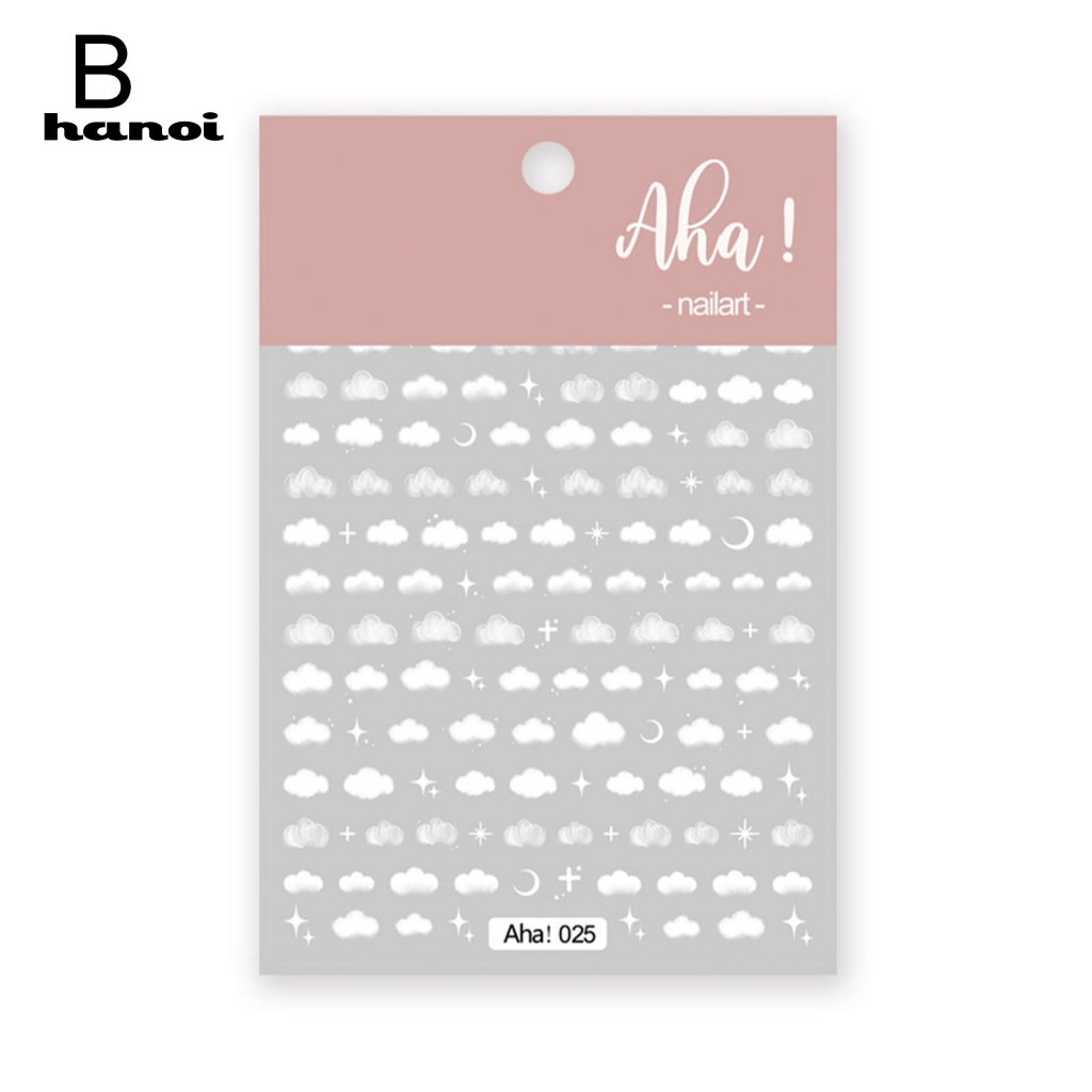 Han_ Stiker Decal Motif Bunga / Awan Putih Untuk Dekorasi Nail Art