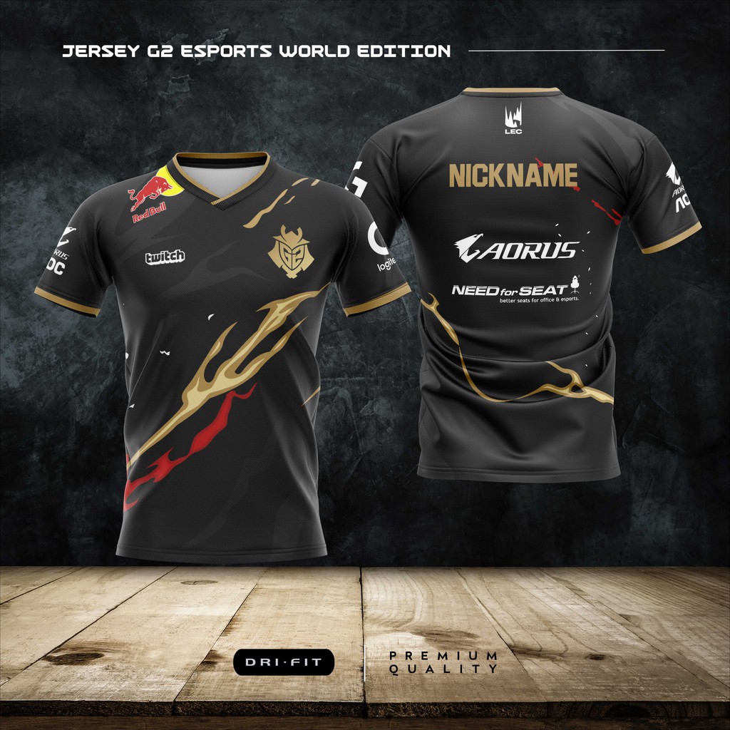 baju JERSEY KAOS BAJU GAMING G2 ESPORTS WORLD EDITION keren aceindoprint