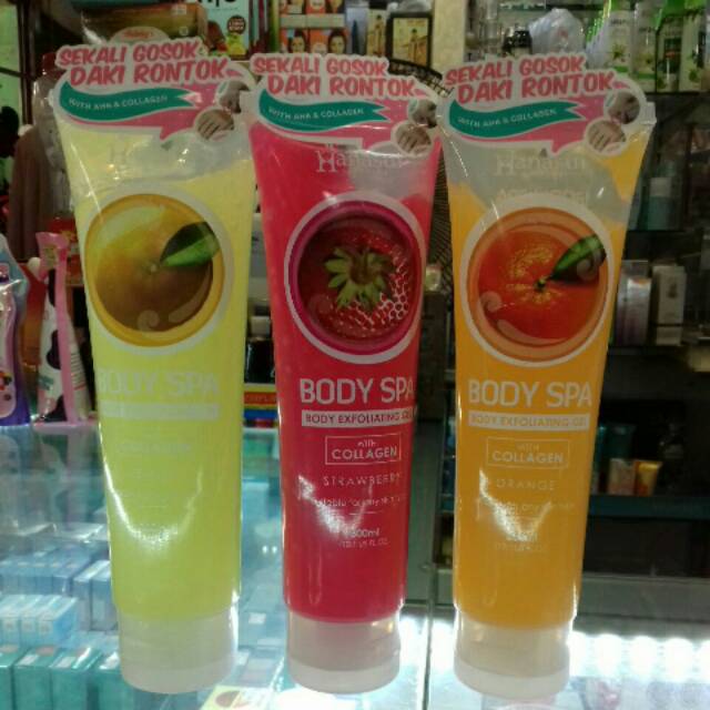 Hanasui body spa 6 variant : bluebery,rainbow,coffe,orange,strawbry,lemon