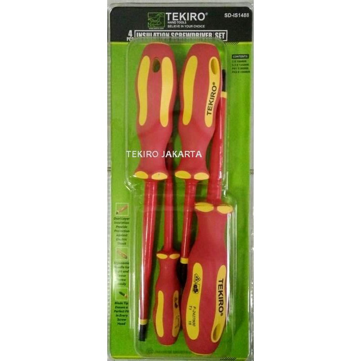 Tekiro Obeng Listrik Elektrik  Set 4 pcs Insulation Screwdriver