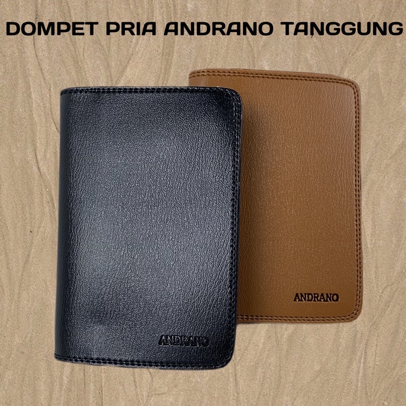 DOMPET PRIA ORIGINAL ANDRANO UKURAN TANGGUNG BAHAN KULIT SINTETIS DOMPET PRIA URAT KAYU ADA SELETING DALAM