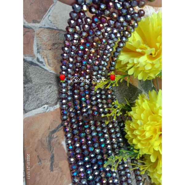 Kristal ceko 8mm gol.biasa-coklat tua