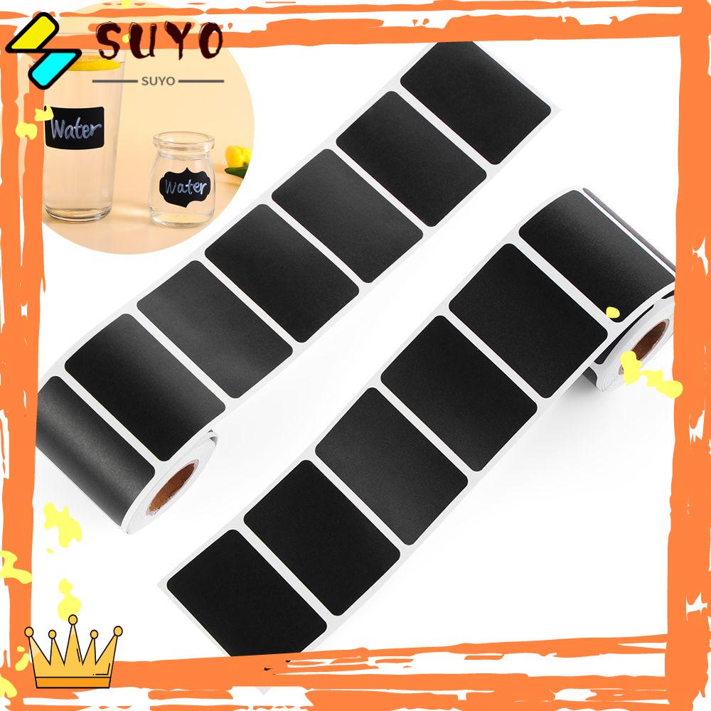 Suyo 120pcs / roll Stiker Label Papan Tulis Hitam Untuk Toples Selai / Bumbu