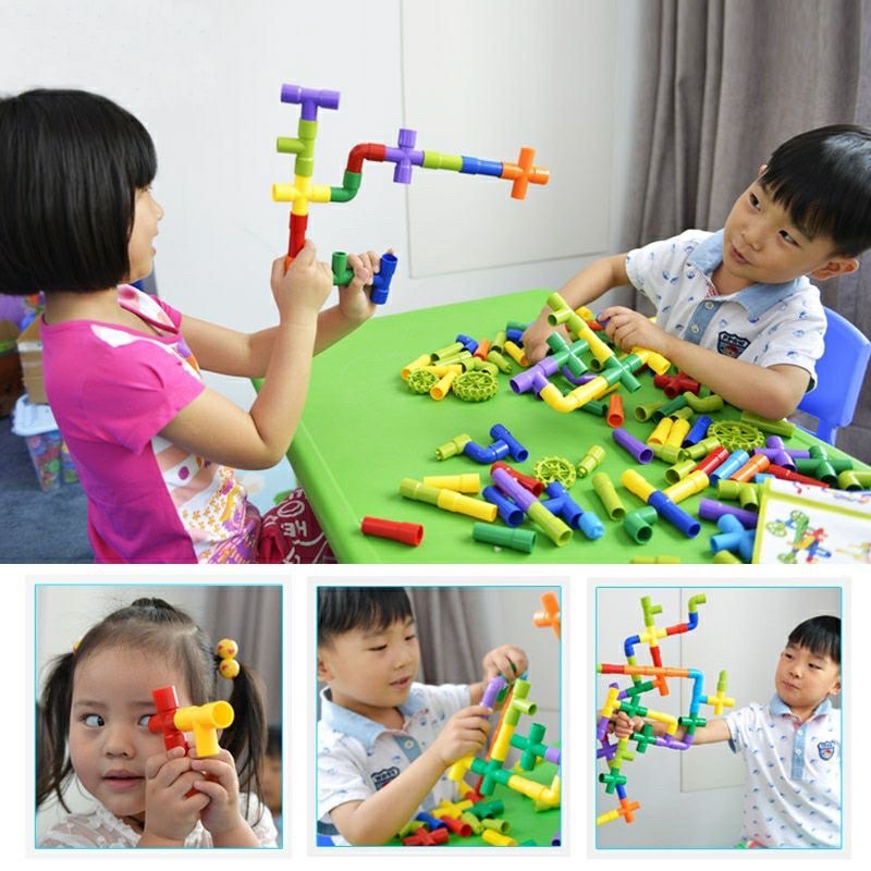 Mainan Edukasi Anak Brick Pipa Rakit DIY Sensorik Motorik PVC Lego Bongkar Pasang