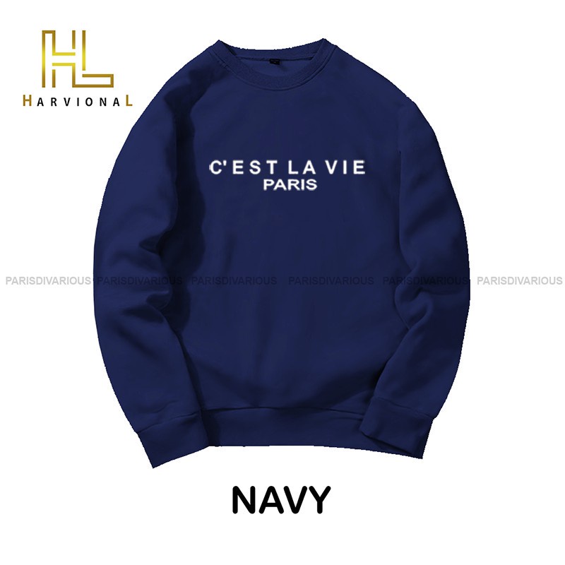 Parisdivarious Sweater Hoodie Sweatshirt Crewneck Cest Lavie Bahan Fleece Size S - XXL (Pria &amp; Wanita)