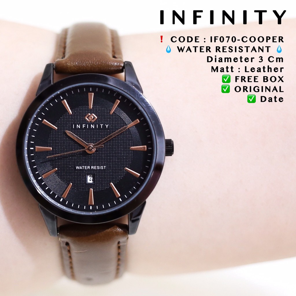 Jam tangan pria / wanita INFINITY original kulit tanggal aktif free box IF070