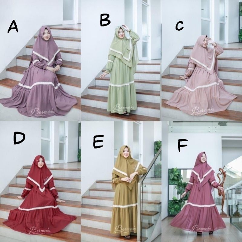 GAMIS SET SYARI CERUTY RENDA BY BERMERKS LD 110 PB 140 ORIGINAL CERUTY POLOS