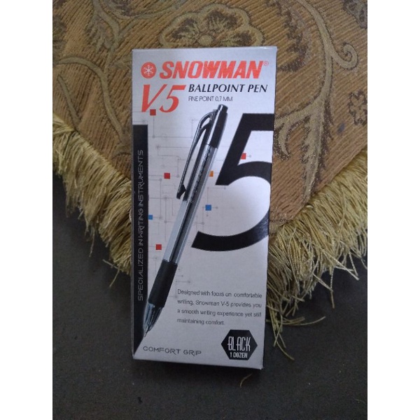 

Bolpen Snowman Hitam V-5 1 lusin