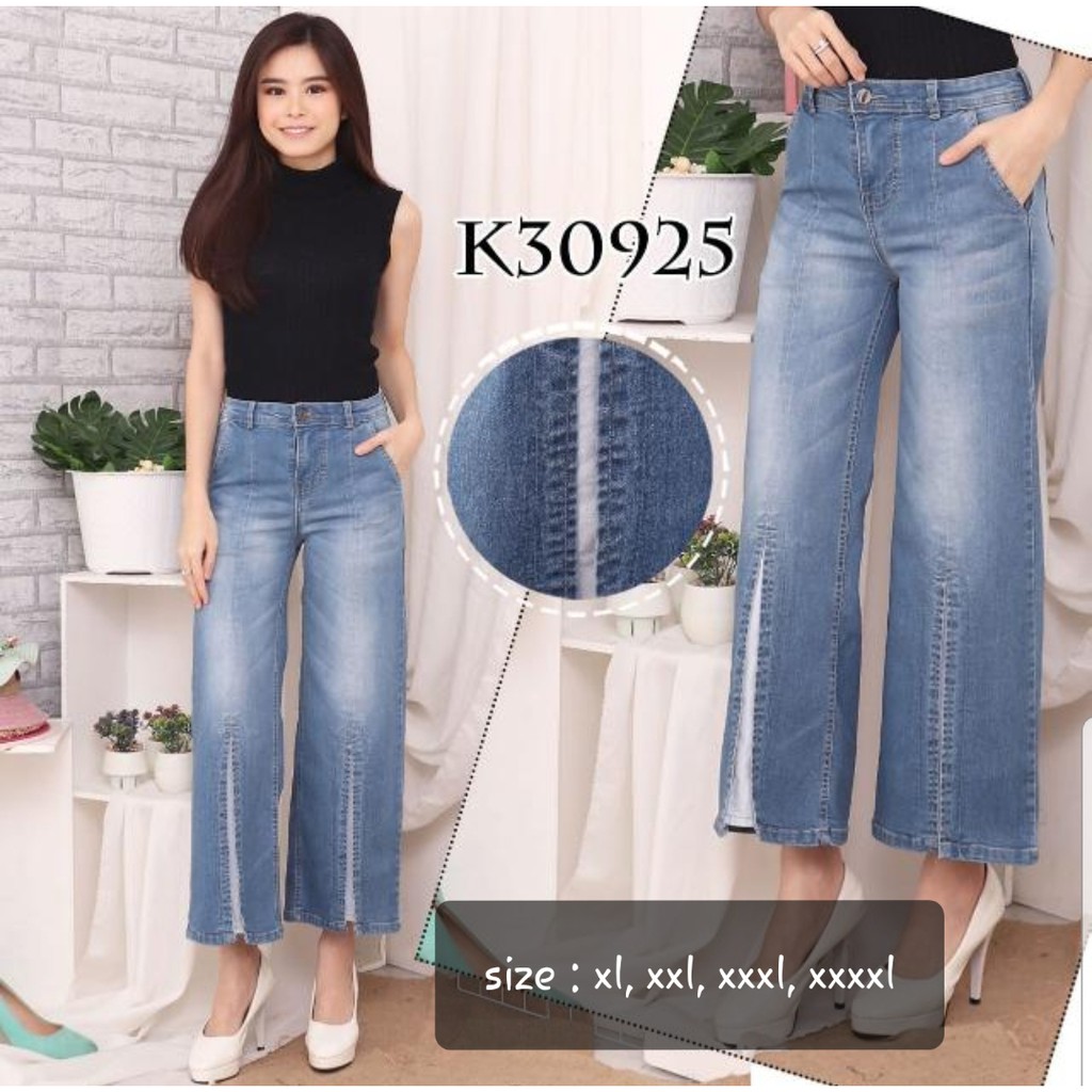 #30790 VJ KULOT JEANS BELAH DEPAN LIGHT 27 - 30