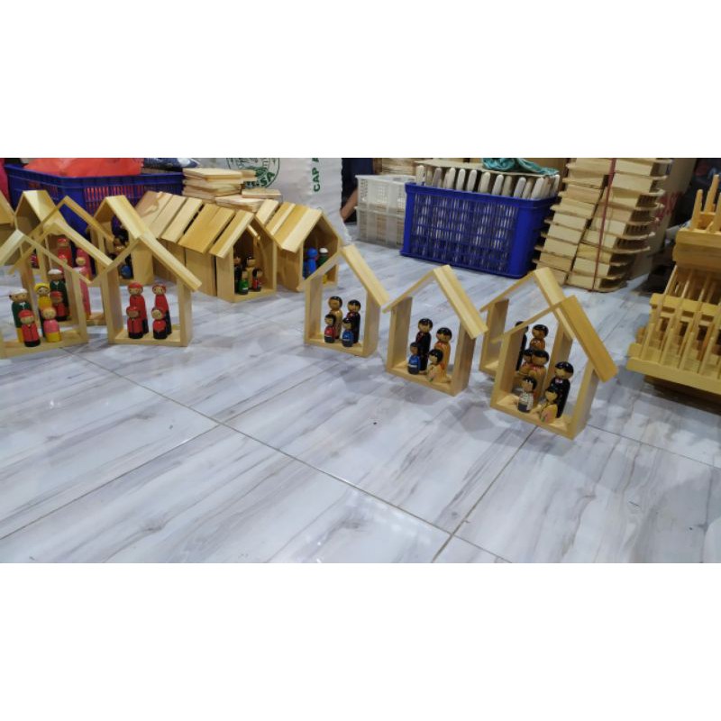 Hiasan Dinding /Hiasan Rumah &amp; Boneka Kayu Lukis 1 Set Isi 4