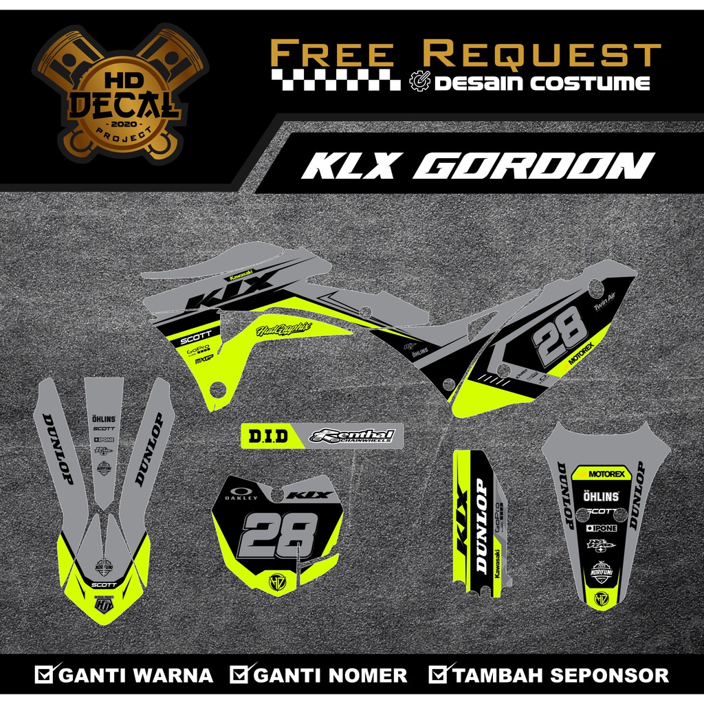 DECAL KLX GORDON/DECAL KLX BF/KLX LAMA/KLX DTRACKER DESAIN COSTUME