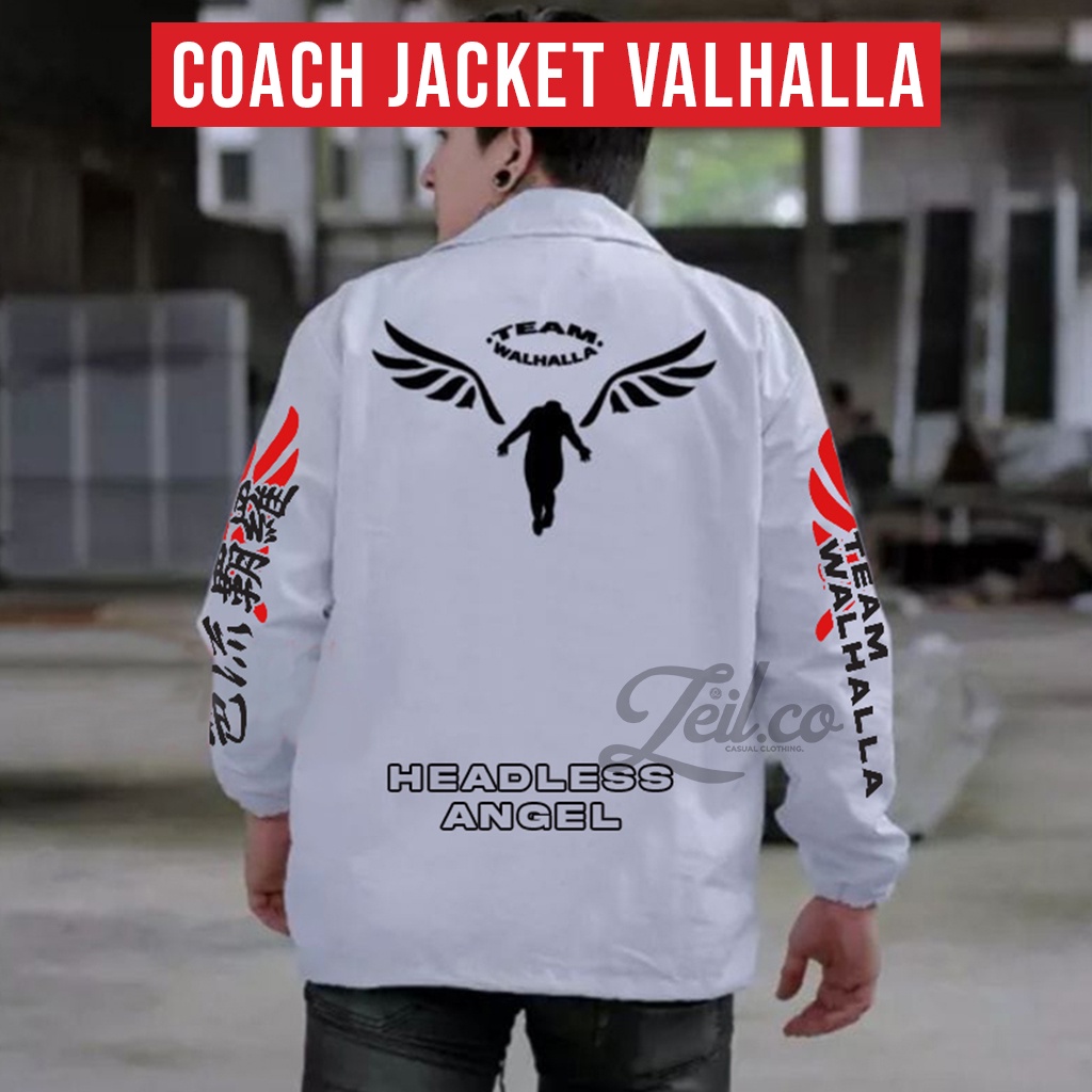 Valhalla Coach Jacket Tokyo Revengers Shuji Hanma Gang, Jaket Coach Valhalla Dewasa