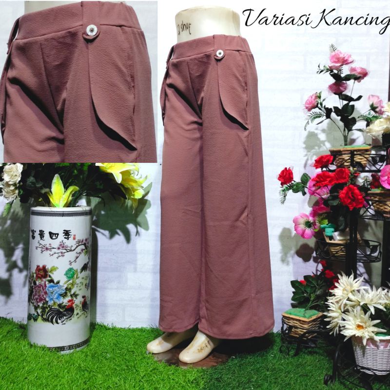 Celana panjang murah wanita Kulot crepe polos  Big size L XL XXL XXXL JUMBO8