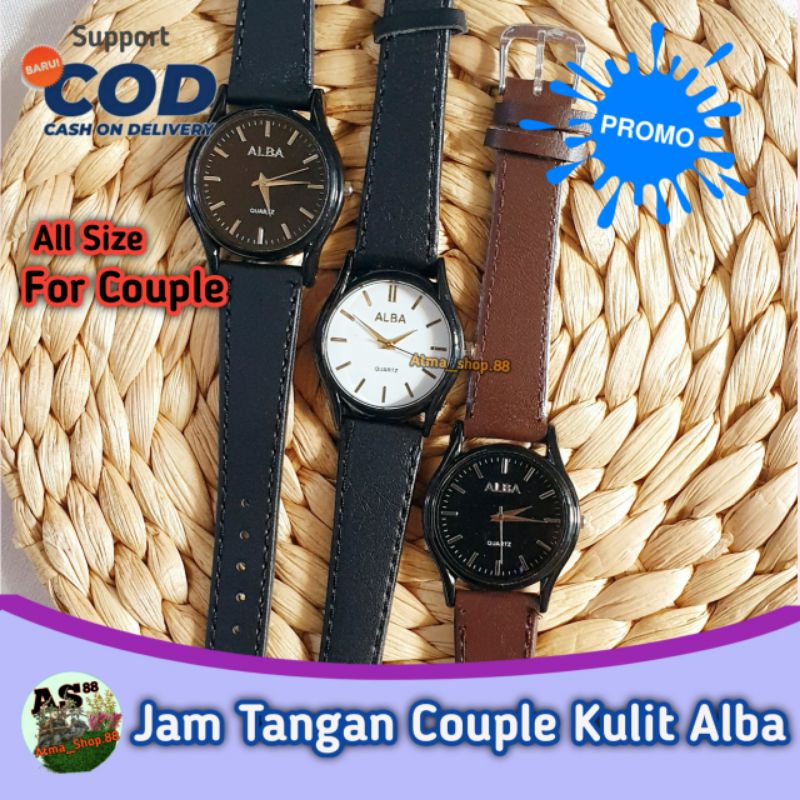 Jam Tangan Couple Wanita Pria Analog Alba Casual Import Kulit Premium Pasangan Anak Remaja Laki-laki Perempuan Grosir Promo Murah bisa Cod Porogapit.Id