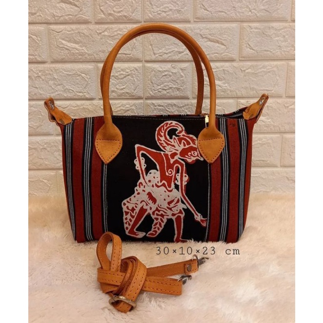 tas kulit Kombinasi batik wayang