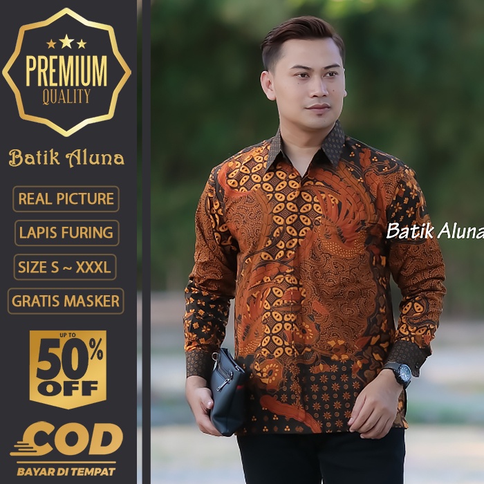 BATIK PRIA LENGAN PANJANG MEWAH PREMIUM ALUNA PRABUSENO SHANGHAI KERIS KEMEJA BATIK ACARA NIKAHAN KE