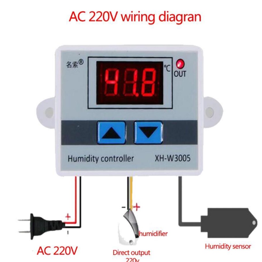 Digital Humidistat / Hygrostat W3005, Humidity Controller, XH-W3005, 220V AC