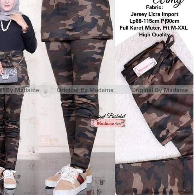 ✤ Celana Rok Senam Army - Celana Legging Rok Army - Celana Rok Legging Army - Training Loreng Wanita