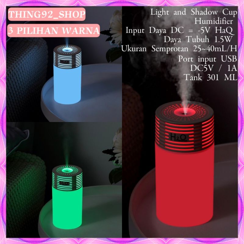 Mobil Purifier Uap Humidifier Ruangan Rumah Car Diffuser Air Purifier Aromaterapy Pengharum Pewangi Ruangan Essential oil Difuser Mini Portable Humidifier 301ml USB Charging 3 Colorful LED Light Mobil rumah kantor