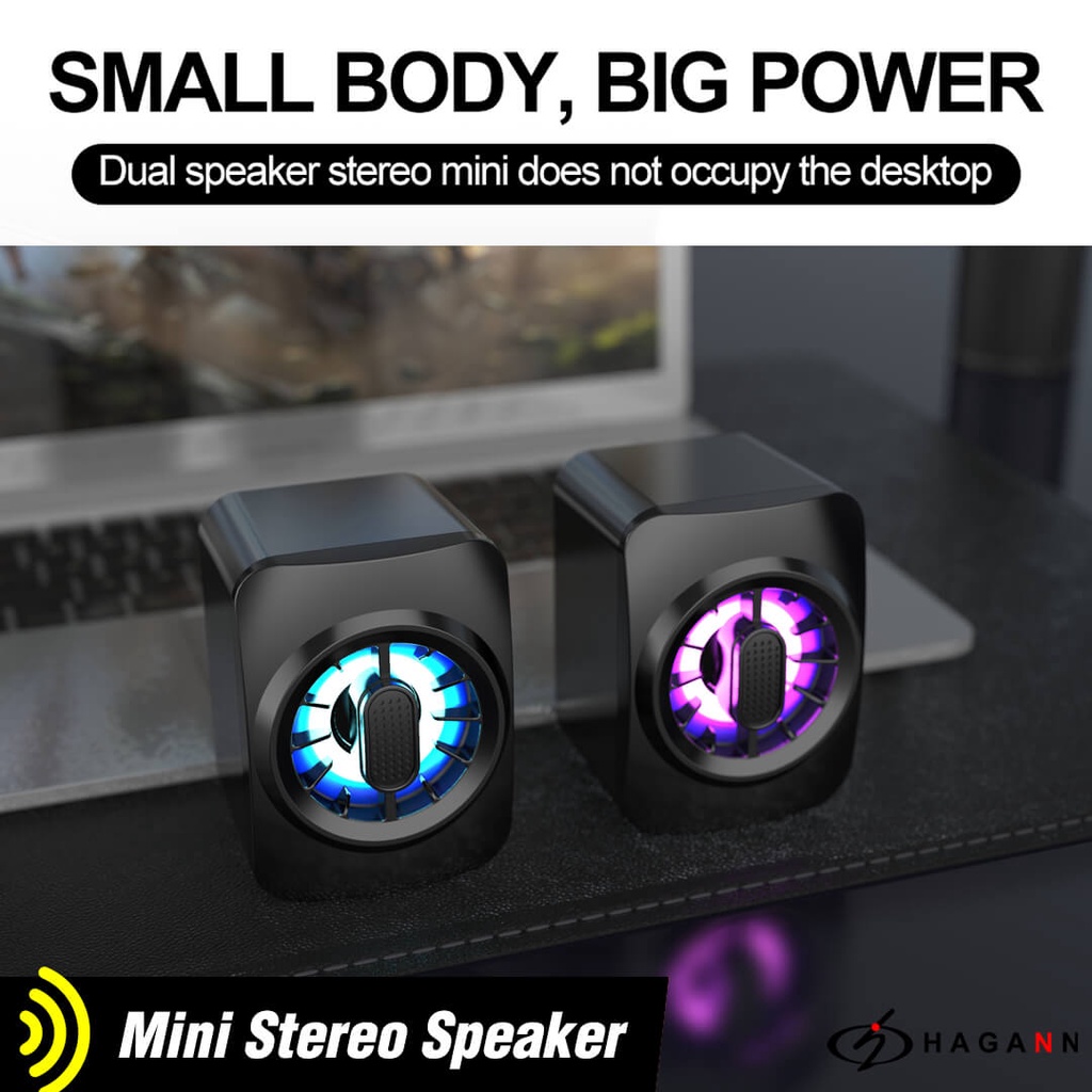 Speaker USB Mini Aktif Portable RGB Kecil Komputer PC Laptop Spiker Stereo Dengan Lampu LED SPE-A10