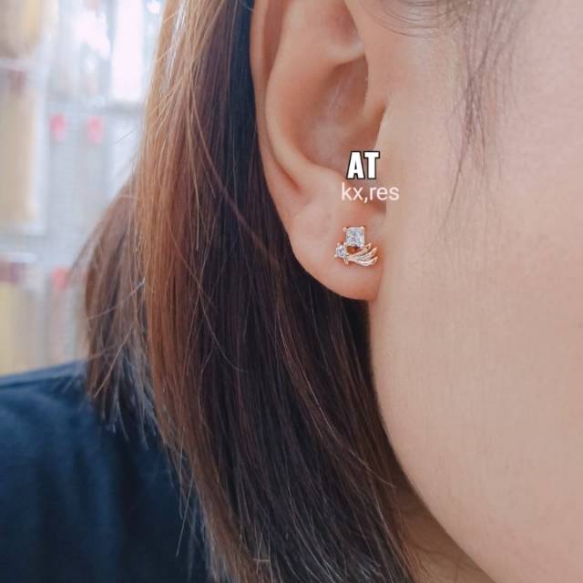 Anting perak silver 925 +titanium, Korean style,mewah+Gatis box