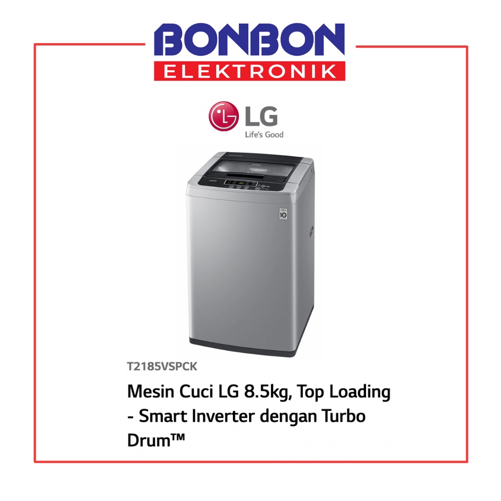 LG Mesin Cuci 1 Tabung 8.5KG T2185VSPCK / T 2185 VSPCK Smart Inverter