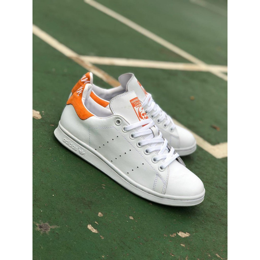 SEPATU ORIGINAL-SEPATU PRIA-SEPATU WANITA-Adidas Stan smith white orange-TERBAIK-TERLARIS