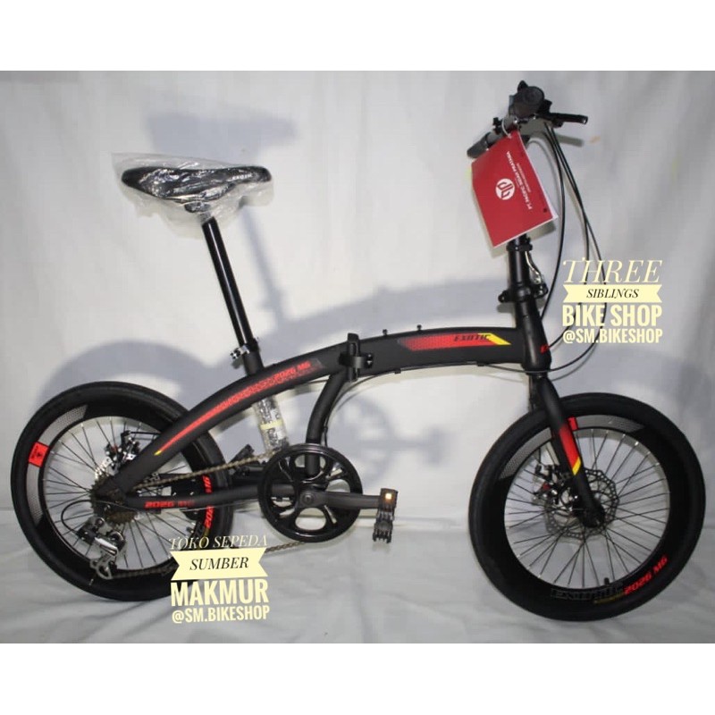 SEPEDA LIPAT EXOTIC 2026 MG MERAH 20 INCH SHIMANO TOURNEY 7 SPEED